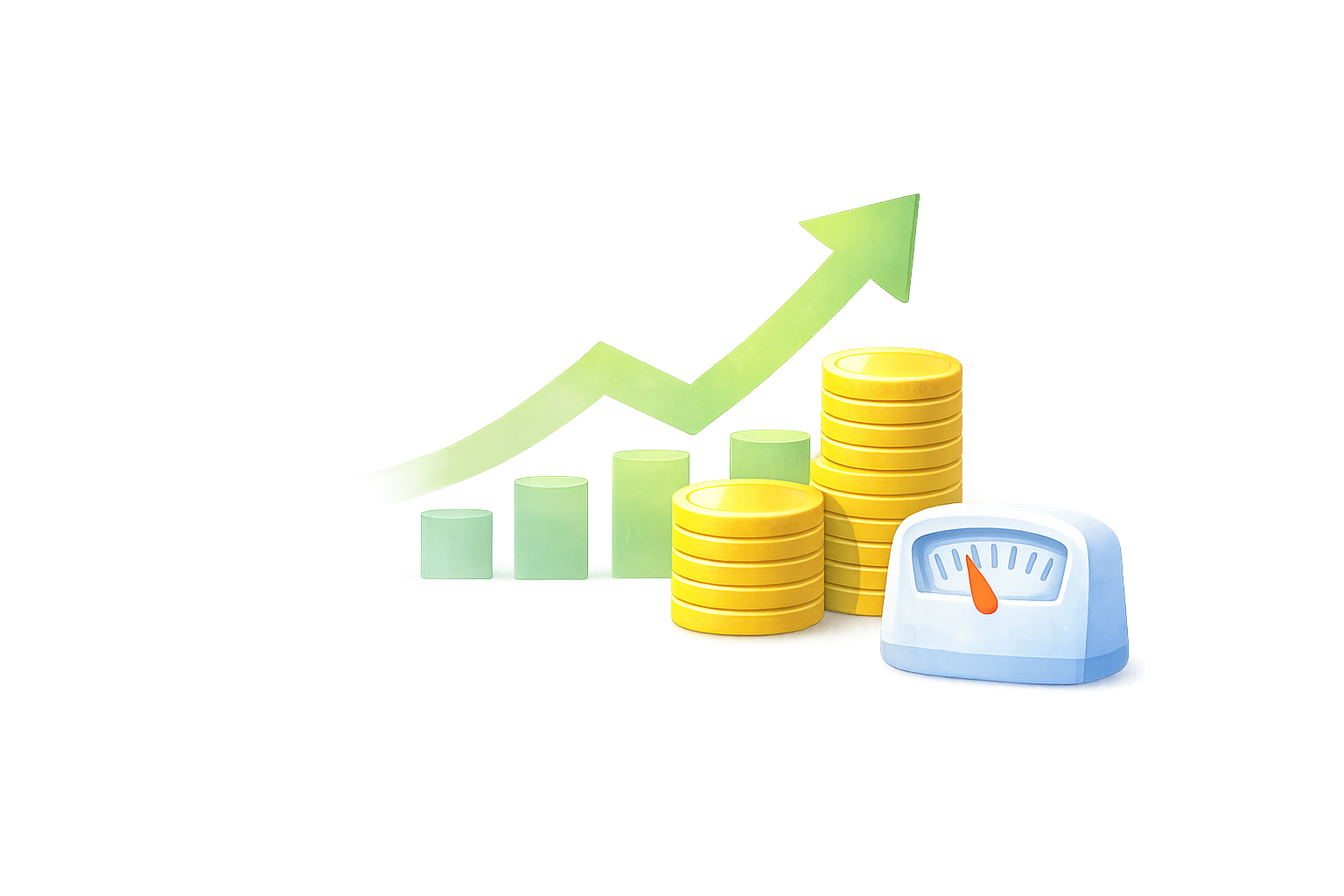 Accumulative tracking illustration - growth chart and coins