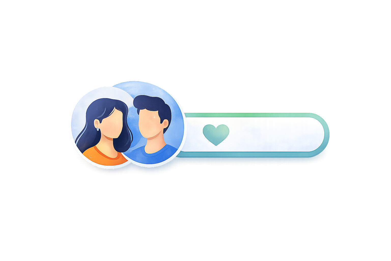 Personal or shared tracking illustration - two people with heart